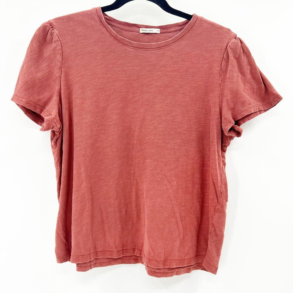 Marine Layer Tee Womens Medium Terracotta Good Slub Knit Crew Neck